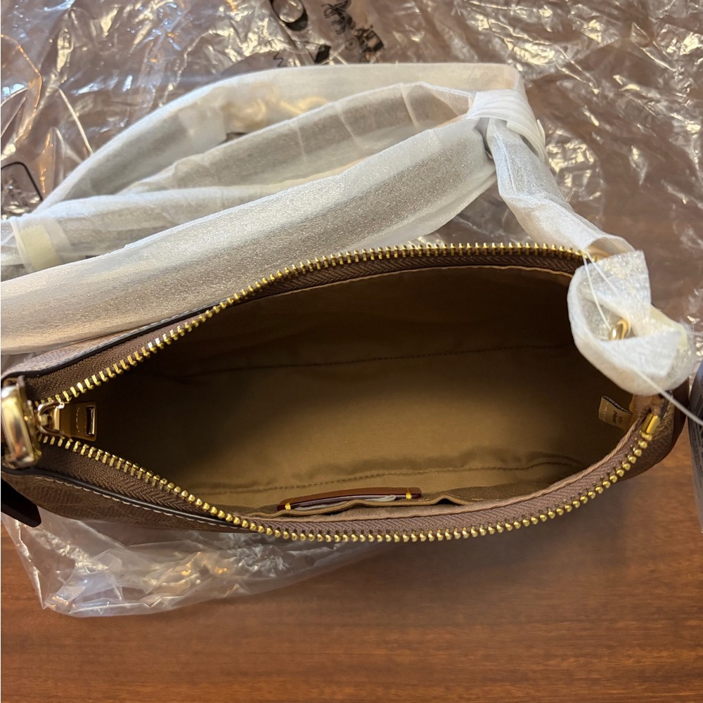 Coach Teri Shoulder Crossbody Bag In Signature Canvas/Tan/Brown CV933 NWT - Picture 11 of 12